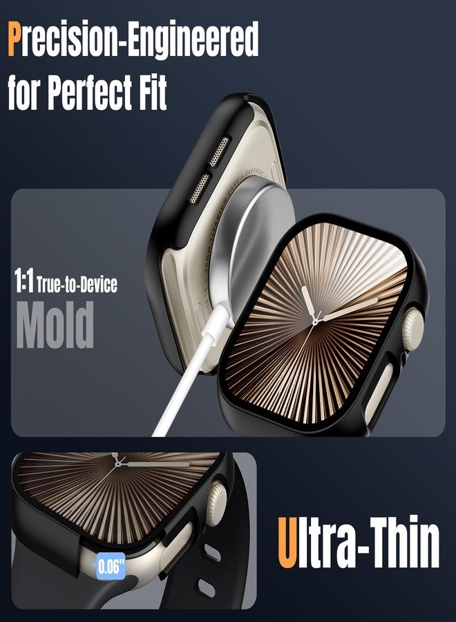 Easuny 3 Pack Hard PC Waterproof HD Screen Protector Case Compatible with Apple Watch Series 10 (2024) 42mm, Overall Protection Hard Bumper with Tempered Glass for iWatch Accessories Scratch-Resistant Cover - Image 4