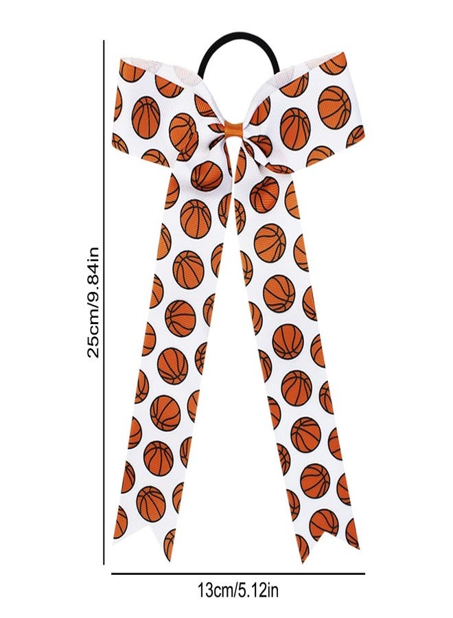 ZUYYON 12 Pcs Basketball Pattern Cheer Hair Bows Handmade Long Hair Ties Campus Cheerleading Bow Hair Accessory for Women Girls - Image 2