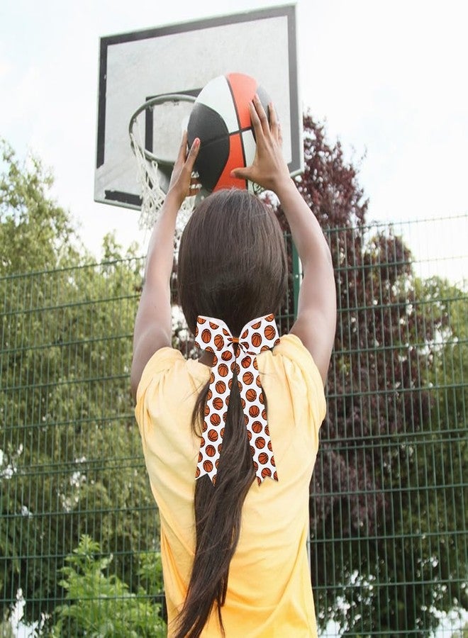 ZUYYON 12 Pcs Basketball Pattern Cheer Hair Bows Handmade Long Hair Ties Campus Cheerleading Bow Hair Accessory for Women Girls - Image 3