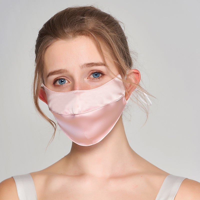 Summer Silk Face Mask Adjustable Breathable shallow powder 