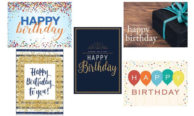 CEO Cards Business Birthday Greeting Card Assortment 5 Cards of Each Design 5x7 Inches 25 Cards 26 White Envelopes VP1702