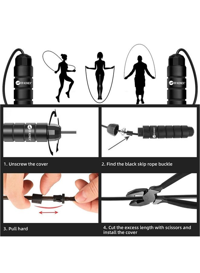 Konex Adjustable Skipping Rope for Men & Women | Jumping Rope for Fitness, Home & Gym Workouts (Black) - Image 4