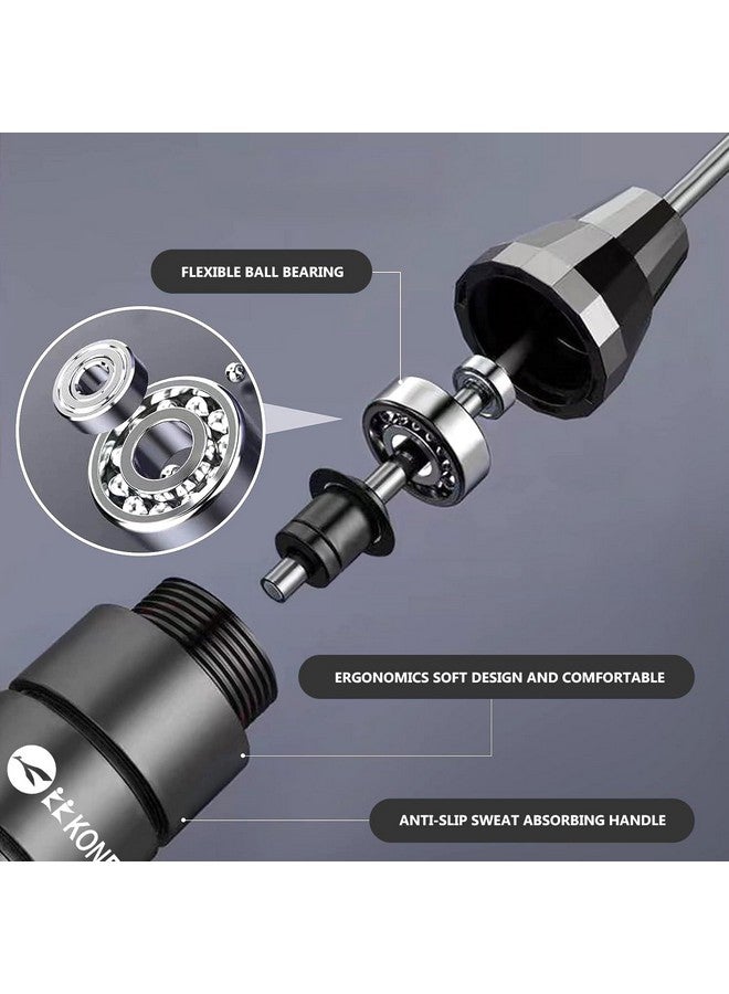 Konex Adjustable Skipping Rope for Men & Women | Jumping Rope for Fitness, Home & Gym Workouts (Black) - Image 3