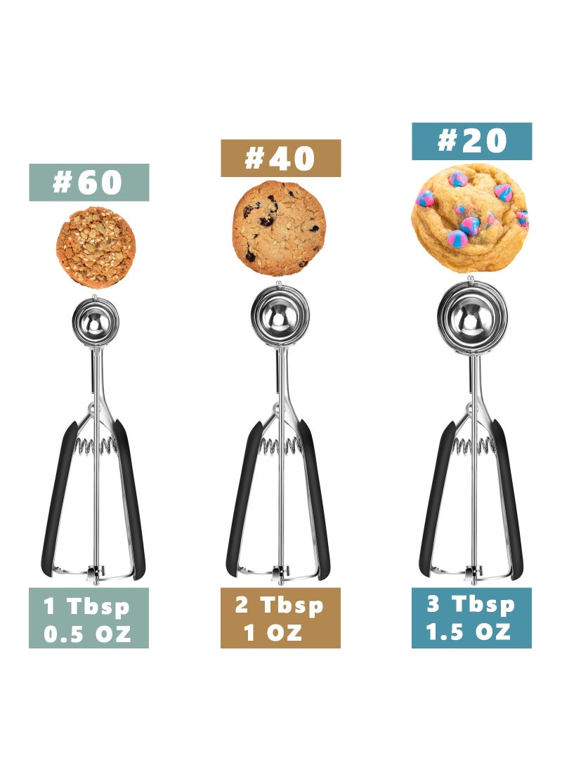 XICEN 3 PCS Cookie Scoops for Baking,Cookie Dough Scoop,Made of 18/8 Stainless Steel  - Image 2