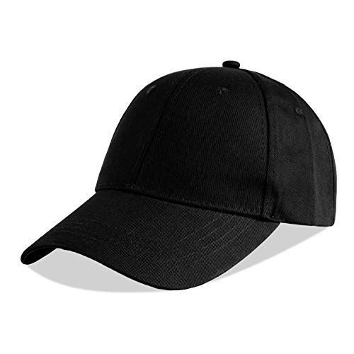 LANGZHEN Baseball Dad Cap 100% Cotton Fits Men Women Classic Adjustable Plain Hat(Structured-Black) - Image 1