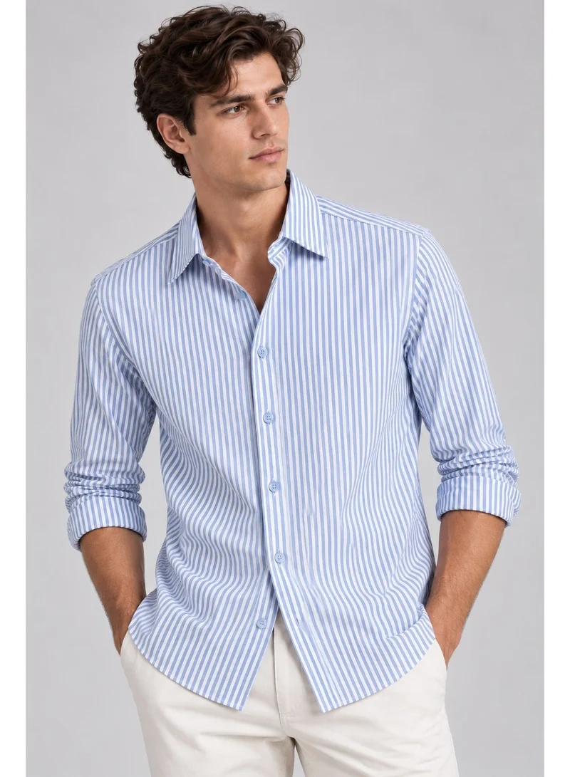 فكتور اند جين Men's Striped Long Sleeve Button-Up Shirt