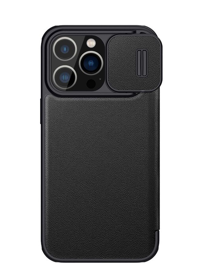 Nillkin iPhone14 Pro Max Case, Plain Leather Material Protective Case and Slide Camera Case Design, 360 Full Body Coverage Shockproof Phone Cover, Four Corners with Anti -Fall Airbag (Black) - Image 1