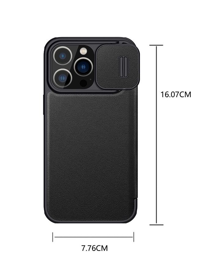 Nillkin iPhone14 Pro Max Case, Plain Leather Material Protective Case and Slide Camera Case Design, 360 Full Body Coverage Shockproof Phone Cover, Four Corners with Anti -Fall Airbag (Black) - Image 2