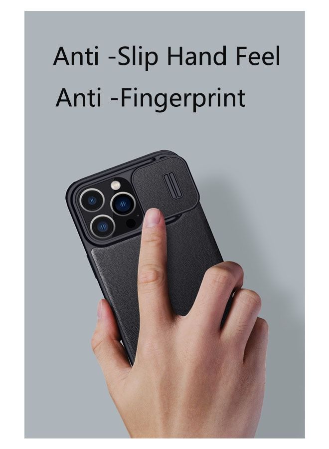 Nillkin iPhone14 Pro Max Case, Plain Leather Material Protective Case and Slide Camera Case Design, 360 Full Body Coverage Shockproof Phone Cover, Four Corners with Anti -Fall Airbag (Black) - Image 4