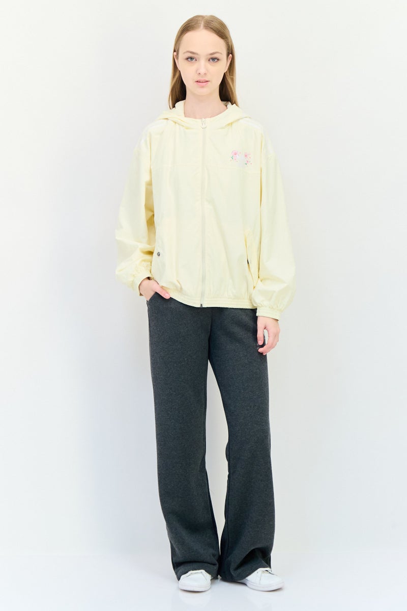 adidas Originals Women Sportswear Fit Long Sleeve Outdoor Windbreaker Jacket, Cream  - Image 4