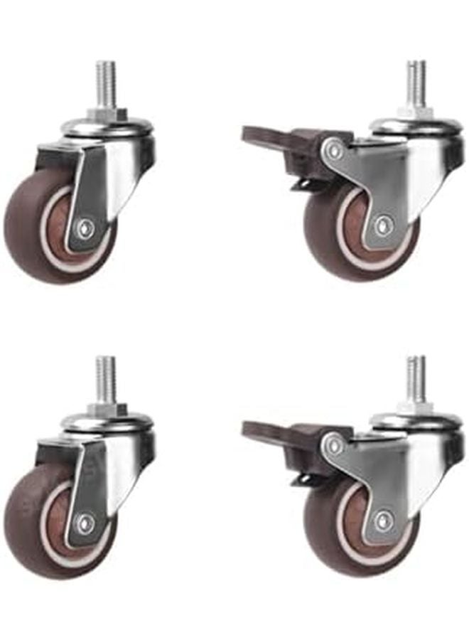 2 Inch Soft Rubber Swivel Caster Wheels 2 Activity 2 Brake for Trolley Baby Crib Bed Furniture - Image 1