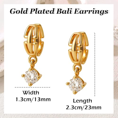 VAMA FASHIONS 18K Gold Plated Crystal Drop Huggie Hoop Bali Earrings Anti Tarnish Lightweight Traditional & Western Look Ear Stud Hoops Jewellery for Women & Girls - Image 3