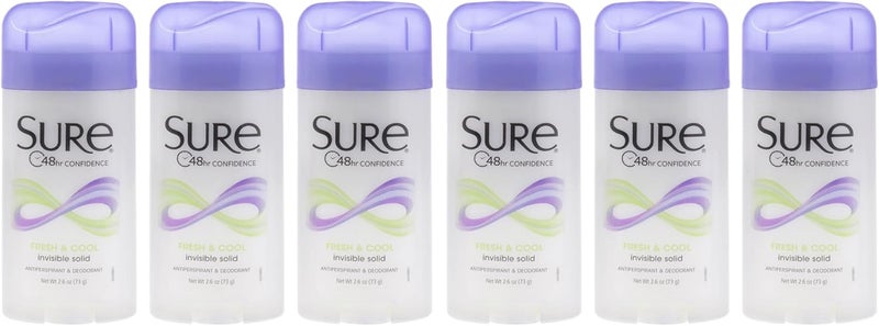 Sure Deodorant 2.6 Ounce Invisible Solid Fresh And Cool - Pack of 6 - Image 1