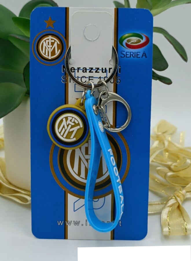 PVC Keychain Small Standard C Buckle Rope Ball logo footBall fan Keychain Inter Milan