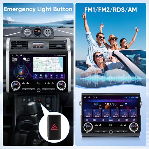 AINAVI 15" Touchscreen Car Stereo Radio for Toyota FJ Cruiser 2007-2021 with Wireless CarPlay Android Auto 8 Core 6+128GB BT/WiFi/SWC Andriod 13 GPS Navigation Head Unit Dash Kit Replacement Upgrade - Image 5