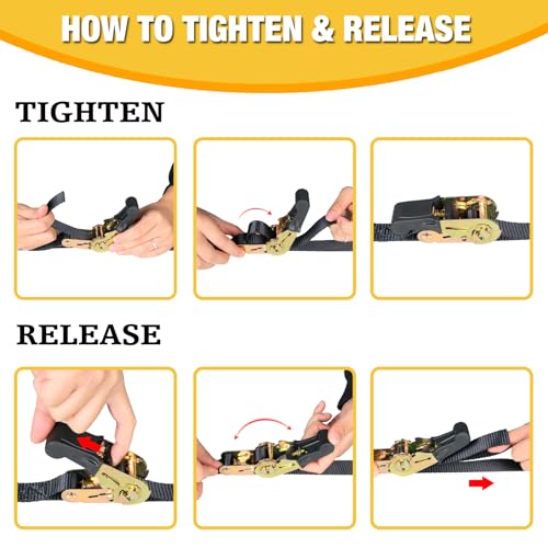 sumpluct Endless Ratchet Tie Down Straps,Du-Rable Nylon Black Strap Ratcheting Securing,Heavy Duty Cargo,Track Spring Fittings,Cargo Ropes for Trailer Loads,Motorcycle,Kayak,7ft-2Pack - Image 5