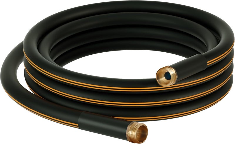 Atlantic Heavy Duty Garden Hose 20 ft x 5/8 Inch Black Color Short Connection Leader Hose with Solid Brass Connectors (20 Feet) - Image 1