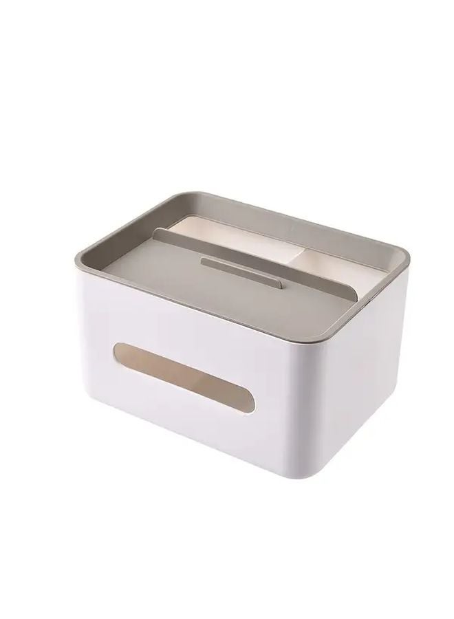 Grey Remote Control Holder And Tissue Box Combo Multifunctional Home Car Office Organizer - Image 1