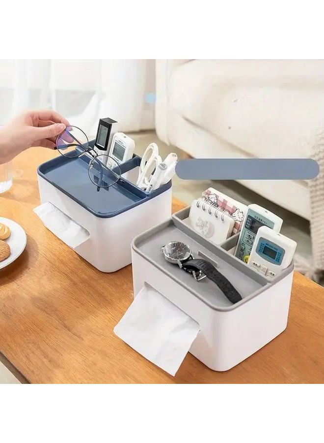 Grey Remote Control Holder And Tissue Box Combo Multifunctional Home Car Office Organizer - Image 3