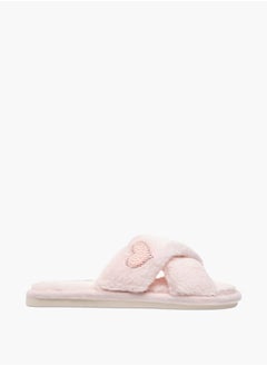 Le Confort Womens Faux Fur Cross Strap Bedroom Slides  - Image 1