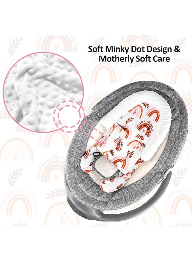 Pea Pod Infant Car Seat Head Support Rainbow Baby Carseat Head Support Cushion & Strap Covers for Newborns Ultra Soft Minky Dot Fabric Perfect for Baby Carseats, Strollers, Swing, and Bouncers - Image 2