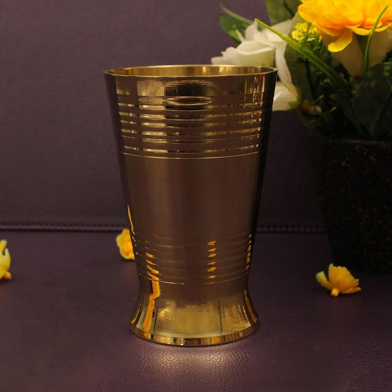 Spillbox Traditional Handcrafted Brass Lassie Glass with Embossed Design Homeware Hotel Ware Drinkware Serve Ware for Lassie Milk Juice and Water 3 - Image 3