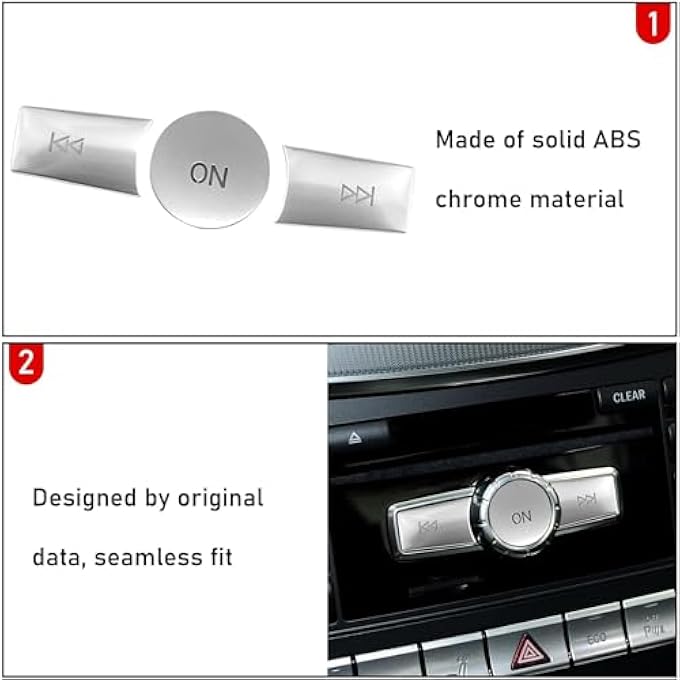 NALACAL Compatible With Mercedes Benz Radio Button Cover Stickers X204W204 Volume Button Sticker Radio On Button Cover For B Class W246C Class W204 E Class W212 G ClassMl W166 ClSlClaClsSlk - Image 3