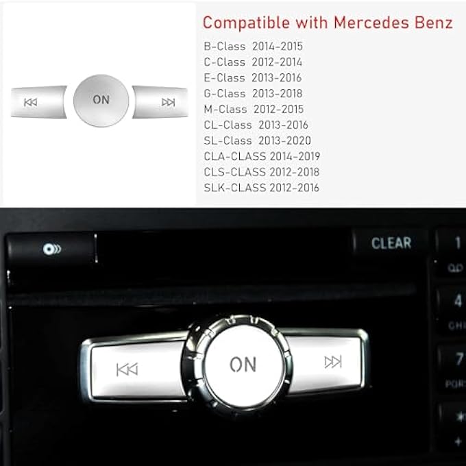 NALACAL Compatible With Mercedes Benz Radio Button Cover Stickers X204W204 Volume Button Sticker Radio On Button Cover For B Class W246C Class W204 E Class W212 G ClassMl W166 ClSlClaClsSlk - Image 4