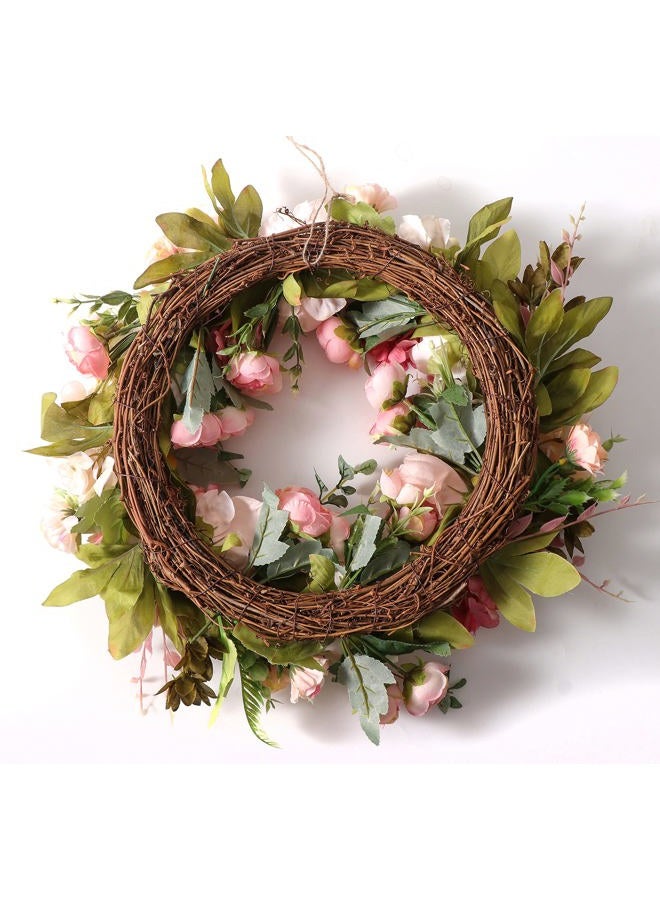 DOTKV Peony Wreath for Front Door Outside Rose Wreaths Full 16 Inch Handmade Spring Wreaths Summer Wreaths Fall Wreaths Winter Wreaths for Front Door Wall Window Decor - Image 3