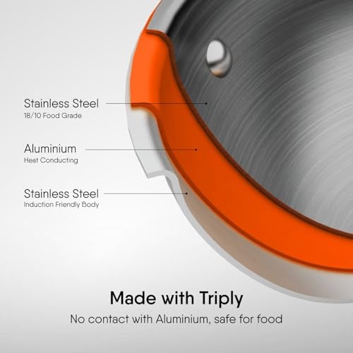 Stahl Artisan Triply 2 L, 24 cm Stainless Steel Fry Pan with Lid, Induction & Gas Stove Compatible Frying Pan, Omelette Pan, Egg Pan - Image 2