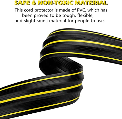 Papillon 10Ft Cord Covers for Wires on Floor, 3-Channel Floor Cord Cover with Anti-Slip Base & Yellow Warning Strips, Extension Cord Covers for Floor, Ideal for Home, Office, Outdoor Use - Image 3