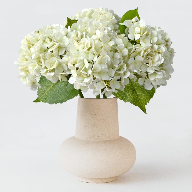 ZYTUYO 20 inches 4 Pcs Ivory White Real Touch Hydrangea Artificial Flowers Boho Lifelike Real Looking Latex Hydrangeas Flower with Long Stem for Home Decor Spring Table Centrepiece - Image 1