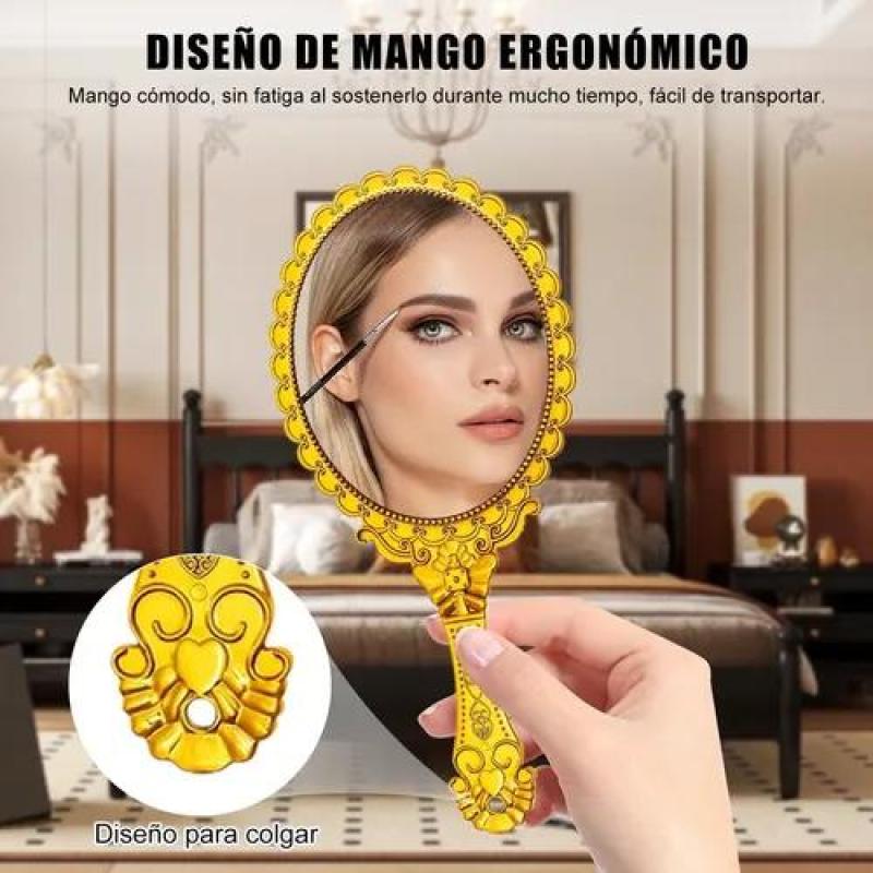 Pocket Mirror 7.8 X 17.5 Cm Opulent Vintage Design Hand Mirror - Crystal-Clear Oval Surface Compact Mirror For Wedding Parties, Classical Home Decor And On-The-Go Touch-Ups - Image 5
