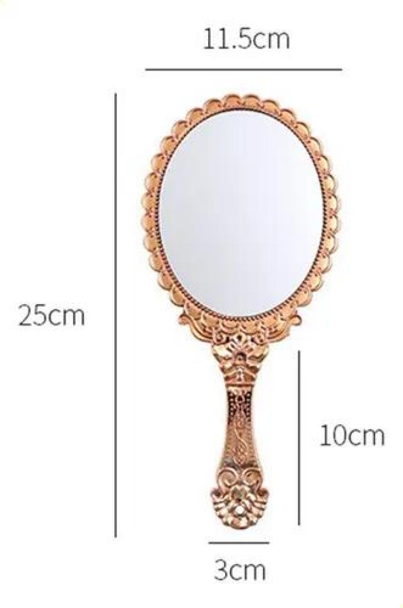 Pocket Mirror 7.8 X 17.5 Cm Opulent Vintage Design Hand Mirror - Crystal-Clear Oval Surface Compact Mirror For Wedding Parties, Classical Home Decor And On-The-Go Touch-Ups - Image 2