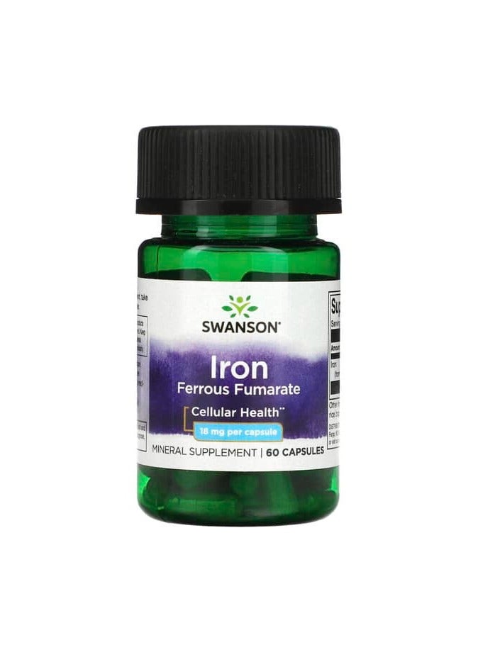 SWANSON فومارات الحديد الثنائي، 18 ملغ، 60 كبسولة