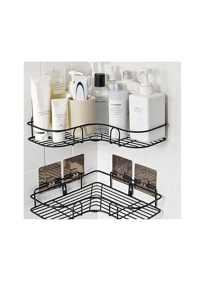 Generic 2-Pieces Corner Shower Bathroom Shelf, Rust Proof Bathtub Accessories Organizer, Adhesive Basket Storage Rack Shampoo Holder Wall Organization  - Image 1