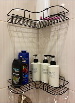 Generic 2-Pieces Corner Shower Bathroom Shelf, Rust Proof Bathtub Accessories Organizer, Adhesive Basket Storage Rack Shampoo Holder Wall Organization  - Image 2