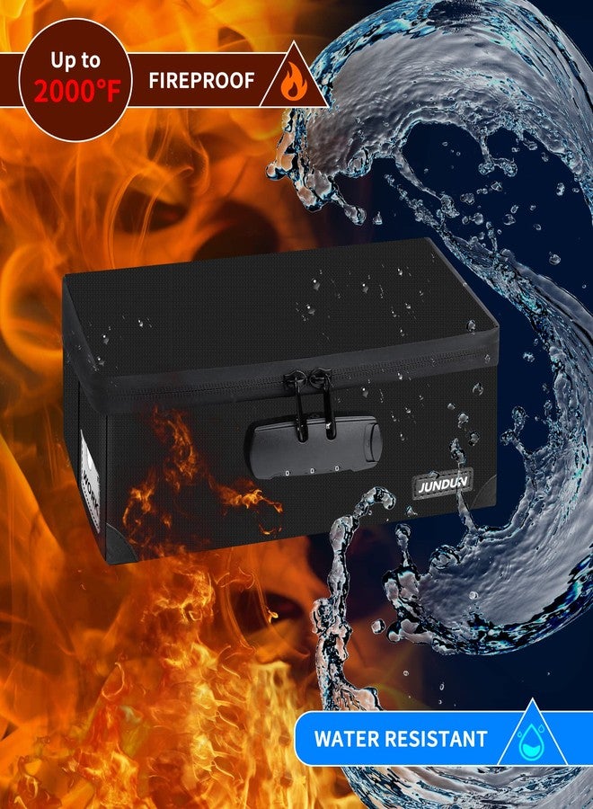 JUNDUN Fireproof Index Card Holder with Lock, Collapsible, Black, 4x6 Inch - Image 2