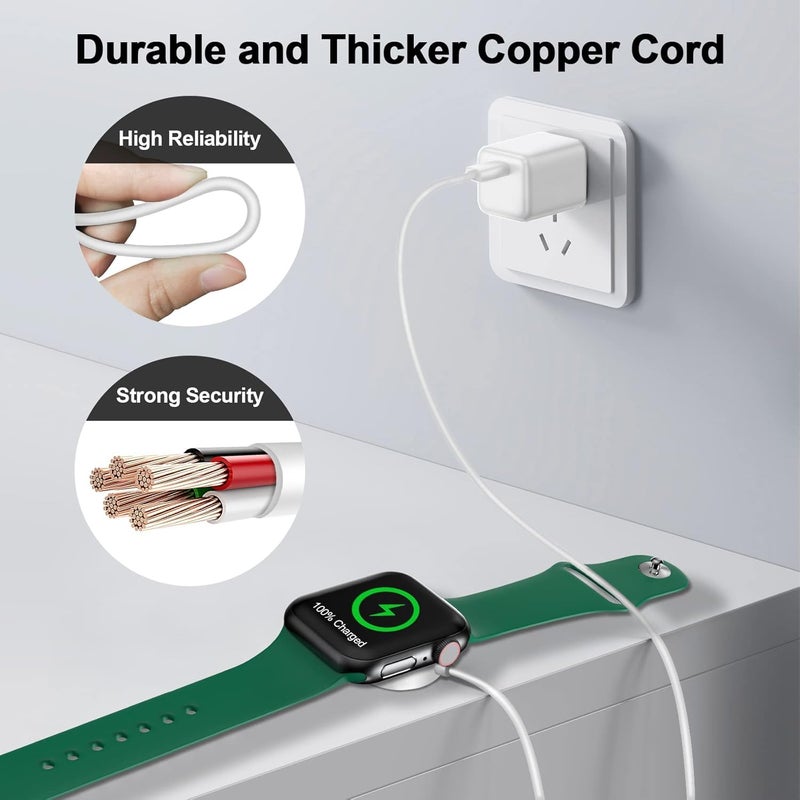 Simpeak 𝟐𝟎𝟐𝟓 𝐔𝐩𝐠𝐫𝐚𝐝𝐞𝐝 Compatible for Apple Watch Charger [USB C Port] Magnetic Fast Charging Cable [Portable] Magnetic Wireless Charging Compatible with iWatch Series Ultra/10/9/8/7/6/SE/5/4/3/2 - Image 3