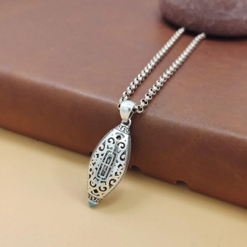 ringzinnie Silver Tone Pendant Necklace Set for Men & Women | Om, Compass, Angel Wing, Prayer Locket | Unique Spiritual & Fashion Jewelry Collection - Image 4
