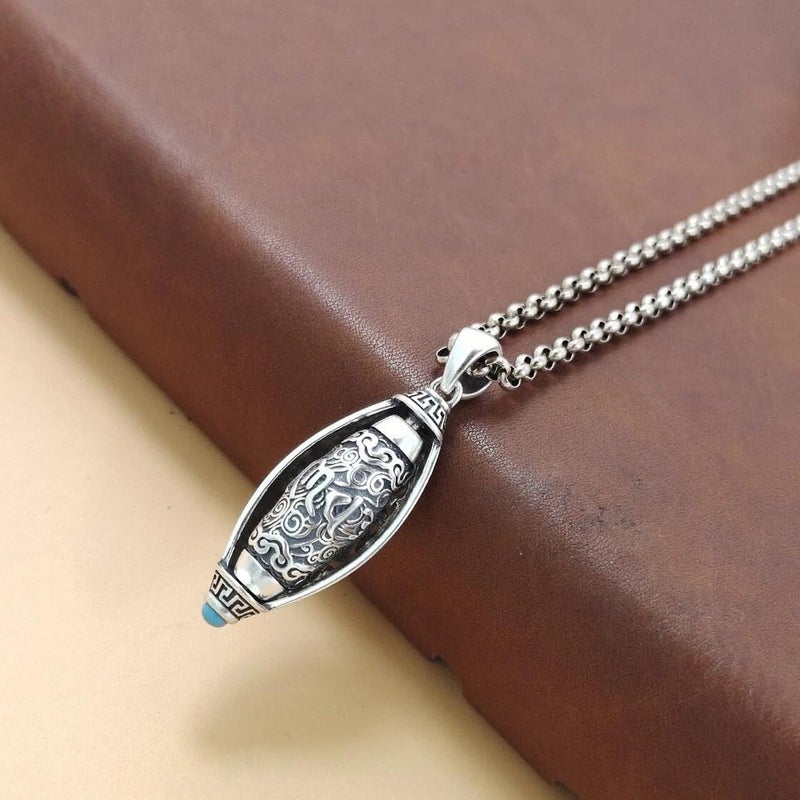 ringzinnie Silver Tone Pendant Necklace Set for Men & Women | Om, Compass, Angel Wing, Prayer Locket | Unique Spiritual & Fashion Jewelry Collection - Image 2