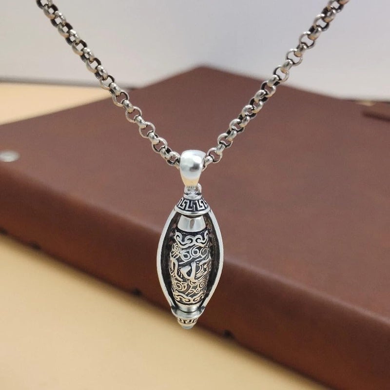ringzinnie Silver Tone Pendant Necklace Set for Men & Women | Om, Compass, Angel Wing, Prayer Locket | Unique Spiritual & Fashion Jewelry Collection - Image 3