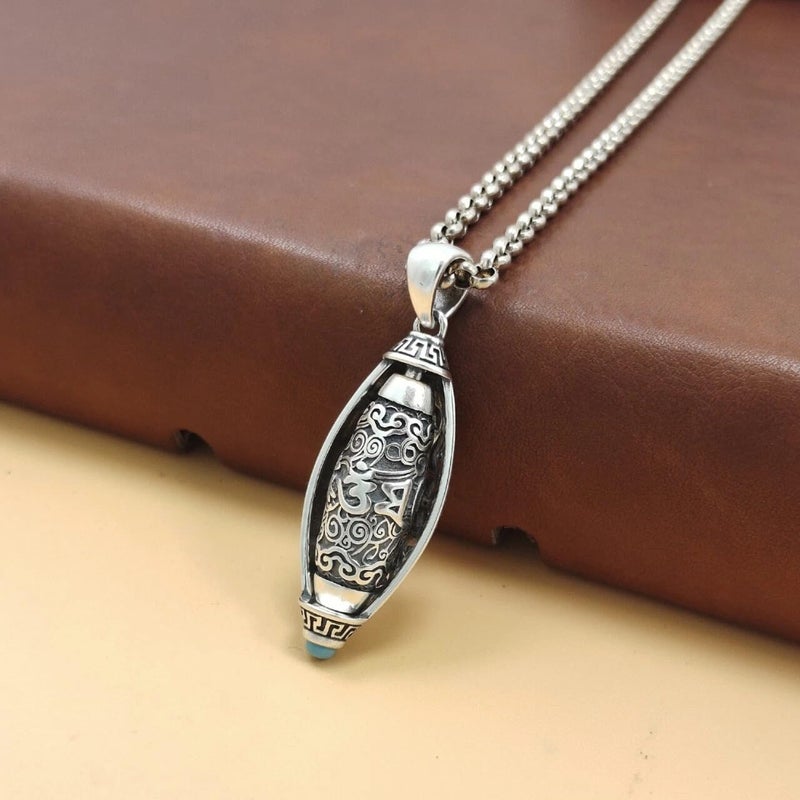 ringzinnie Silver Tone Pendant Necklace Set for Men & Women | Om, Compass, Angel Wing, Prayer Locket | Unique Spiritual & Fashion Jewelry Collection - Image 5