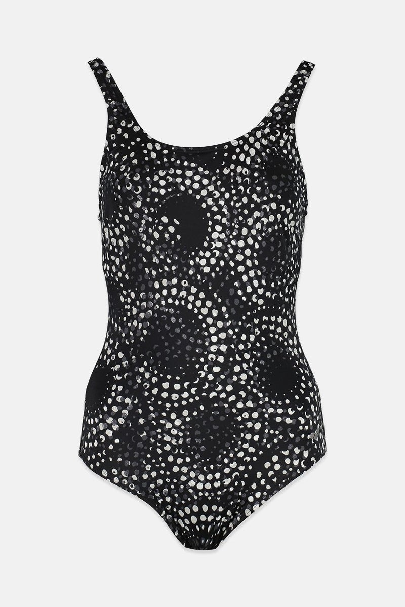 arena Women One Piece Allover Print Swimsuit, Black Combo - Image 1