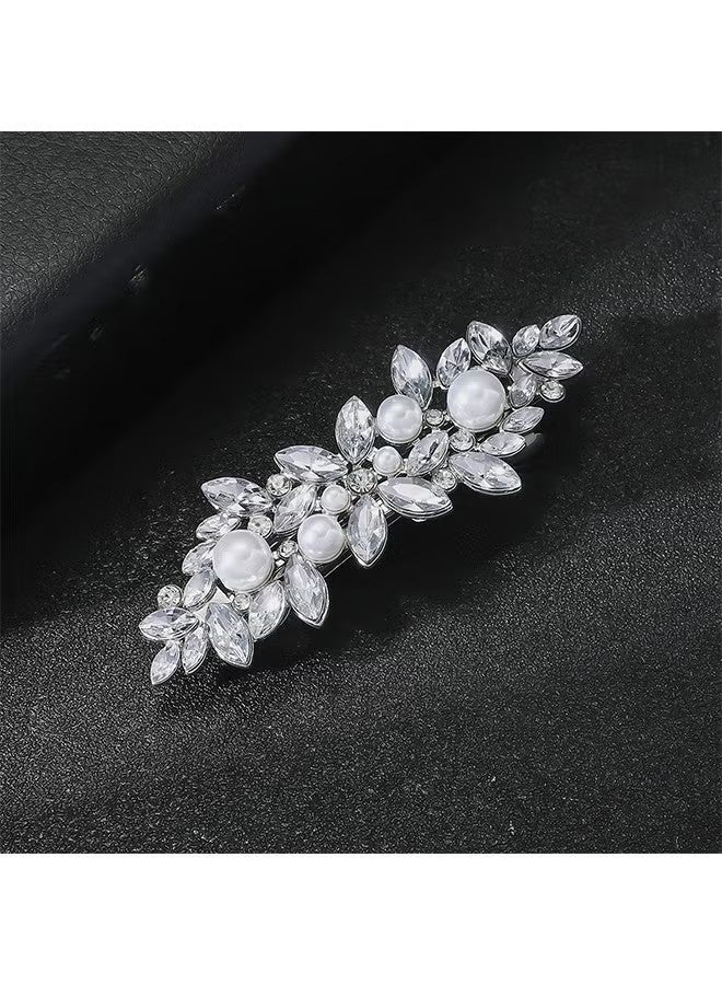 مشبكان للشعر للنساء، مشابك كبيرة بتصميم لؤلؤي كلاسيكي، مشابك فرنسية بسيطة بمشابك أوتوماتيكية على شكل صدفة. - Image 5