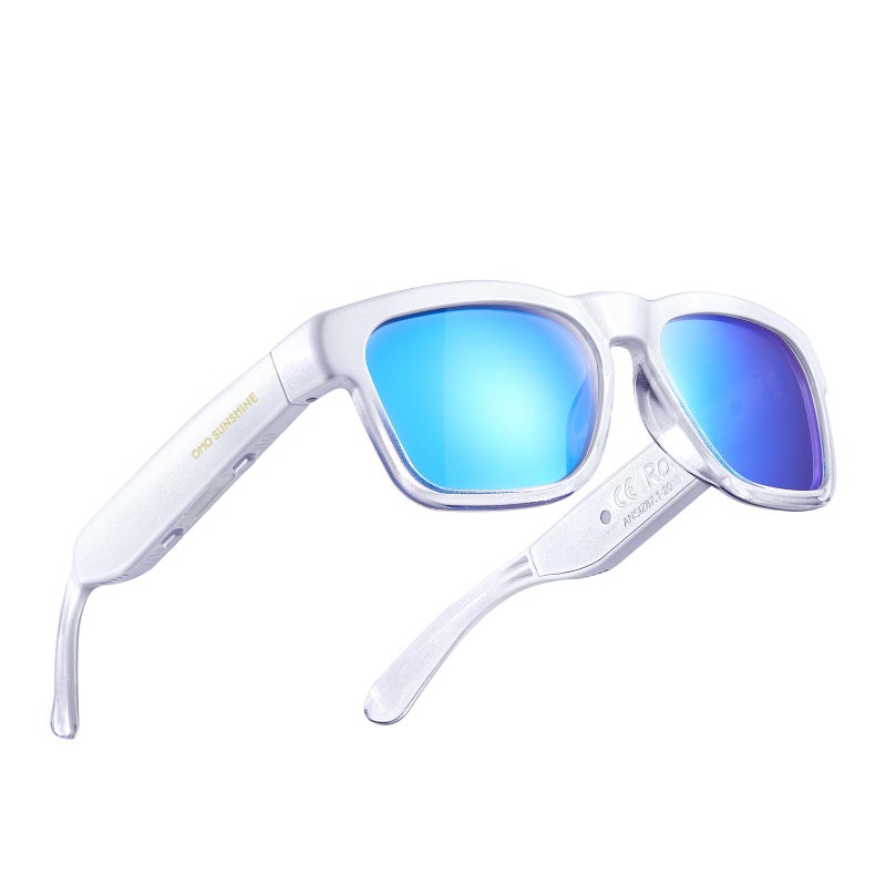OhO sunshine OhO Smart Glasses,Polarized Sunglasses with Bluetooth Speaker,Athletic/Outdoor UV Protection and Voice Control,Unisex(Mirror Blue Lens) - Image 1