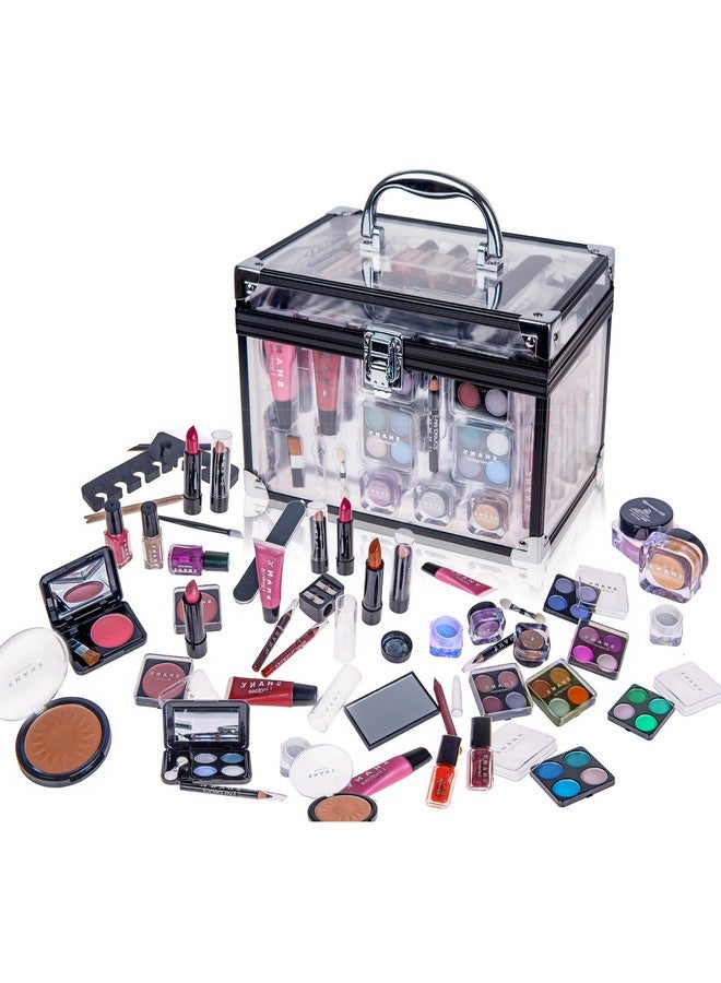 Shany SHANY Carry All Trunk Makeup Train Case with Re-usable Aluminum Makeup Storage Case. Non Toxic Color Make up Set with Eye palettes, Blushes,Makeup Powders, Manicure, Pedicure and Makeup Brushes.  - Image 1