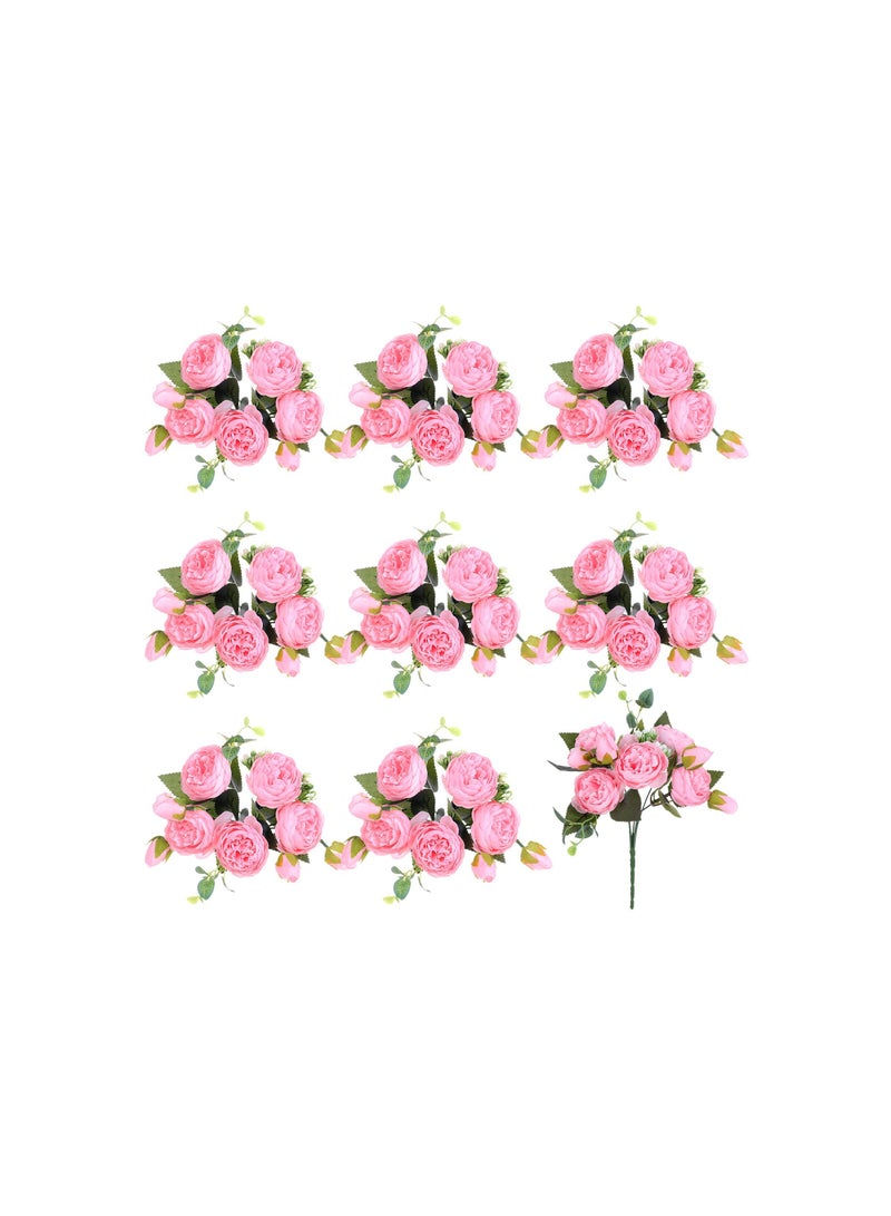 SOLARAE Artificial Peony Flowers, Faux Flowers Silk Hydrangea Bouquet Vintage Wedding Home Table Door Decor Reusable Bouquet of Rose Flowers for Wedding Birthday Party (Light Pink,Peony)(4 Packs) - Image 1