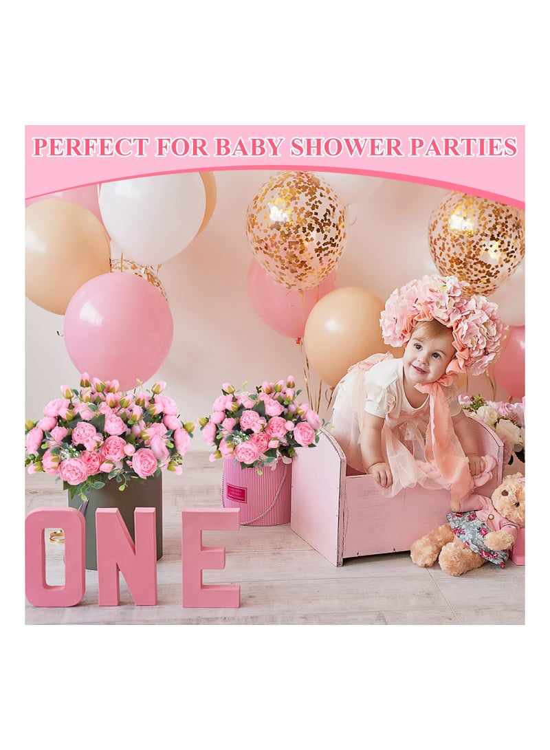 SOLARAE Artificial Peony Flowers, Faux Flowers Silk Hydrangea Bouquet Vintage Wedding Home Table Door Decor Reusable Bouquet of Rose Flowers for Wedding Birthday Party (Light Pink,Peony)(4 Packs) - Image 3
