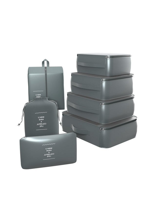 Kuber Industries Kuber Industries Set of 7 Travel Organizer | 3 Packing Cubes + 3 Pouches + 1 Toiletry Bag | Travel Luggage Organizer | Luggage Bag for Bra-Pantry-Socks-Shoe-Cosmetics | ZH024GY | Gray  - Image 1